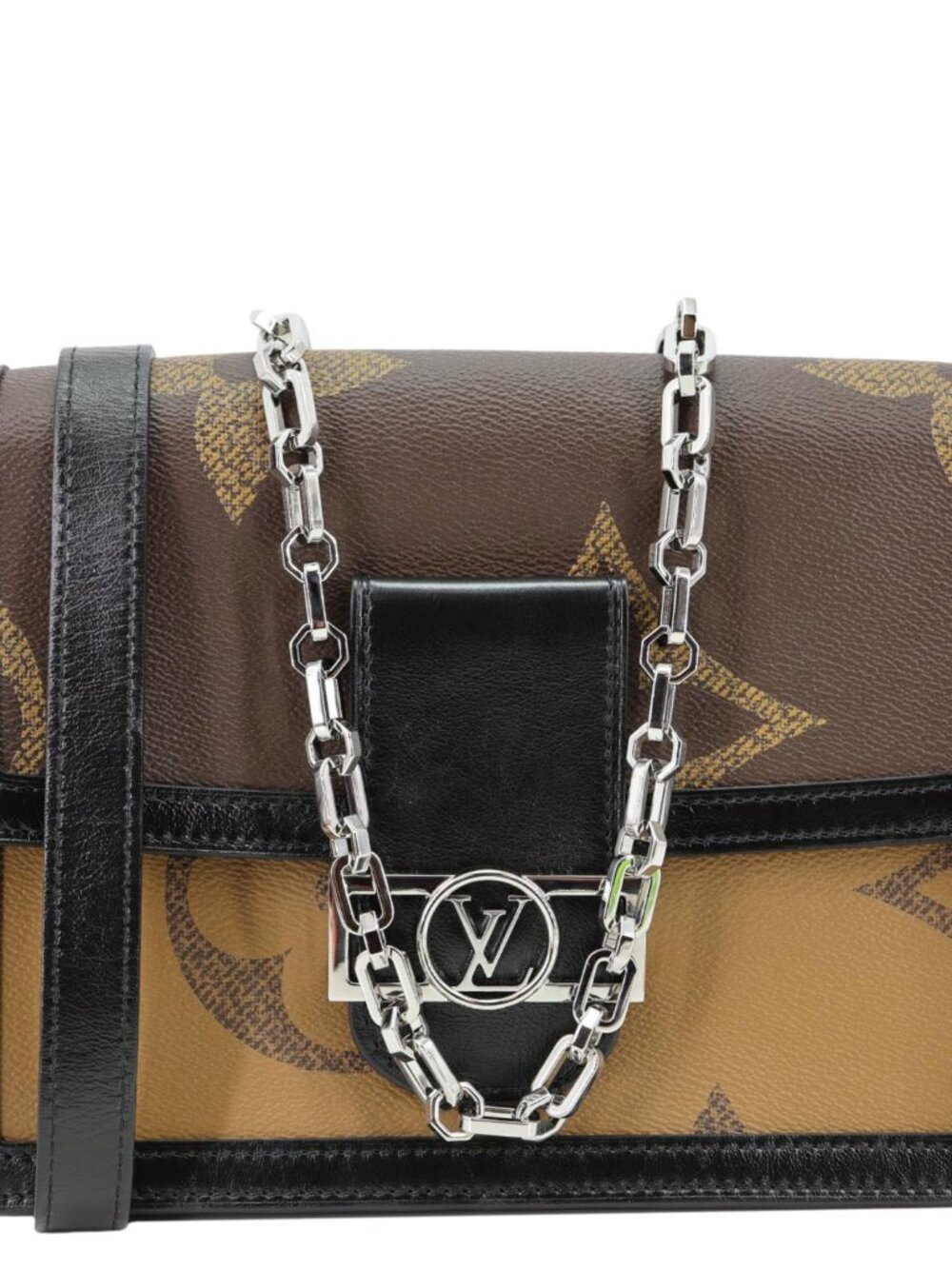 Louis Vuitton Dauphine MM Giant Monogram Reverse Canvas Shoulder Bag Brown